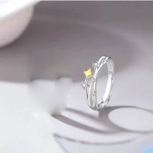 Silver Plated Shiny Star Diamond <b>Couple</b> <b>Ring</b> Open <b>Couple</b> <b>Ring</b> for Women Men Wedding Engagement Wedding Jewelry - Product Image 6