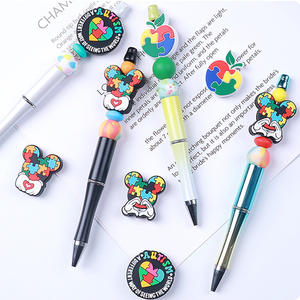 เทรนด์ใหม่การรับรู้แบบออทิซึมริบบิ้นชุดปากกาซิลิโคนที่เน้นลูกปัดมีเสน่ห์ท็อปเปอร์ - Product Image 1