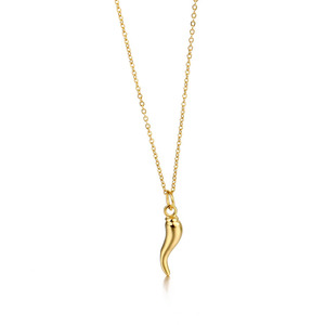 Collier avec pendentif <span class=keywords><strong>Little</strong></span> Chili pour <span class=keywords><strong>homme</strong></span> |   Bijoux de mode vintage plaqués or, chaîne à maillons carrés, pour anniversaire - Product Image 2