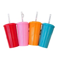 Gobelet en plastique PP 16OZ avec couvercle arqué, gobelet pour enfants réutilisable, possibilité d'imprimer un logo, design de dessin animé, moderne, simple, portable, Chine