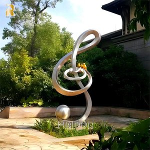 Escultura de <span class=keywords><strong>Nota</strong></span> <span class=keywords><strong>Musical</strong></span> Grande de Acero Inoxidable RELONG, Estatua de Símbolo de <span class=keywords><strong>Sol</strong></span> de Metal, Estilo Moderno Abstracto para Exteriores - Product Image 6