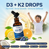 Fabriqué aux États-Unis OEM Gouttes de vitamine D3 pour enfants 400 UI Bébés Tout-petits Croissance osseuse Développement cérébral Immunité Hauteur Végétalien Sans OGM GMP