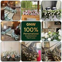 GNW Vente en gros de rangées de fleurs artificielles en soie blanche, fausses fleurs de table pour la décoration de mariage, de la maison et de fêtes