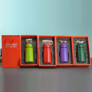 BORGE Stainless Steel Vacuum Flask Thermos Gift Set Travel Business Thermos Cup With Handle Lid