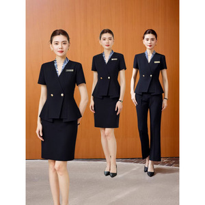 Stewardess Uniform Women Summer 2026 Three Quarter Sleeve Skirt Pants Set Professional Workwear For Commute With Label - Product Image 3