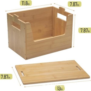 Boîte de rangement en bambou avec couvercle, 11.8x7.87x7.87 pouces, organisateur de cuisine rectangulaire pour collations, fruits, légumes, support pour planche à découper - Product Image 1