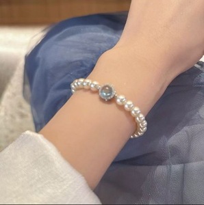 <span class=keywords><strong>Bracelet</strong></span> papillon en pierre œil-de-chat gris <span class=keywords><strong>clair</strong></span> avec perles, design tendance pour femme sur Instagram - Product Image 6