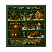 Boîte-cadeau calendrier de l'avent de Noël portable personnalisée, design de dossiers, 10 compartiments illustrés de tailles variées, gaufrage, revêtement UV