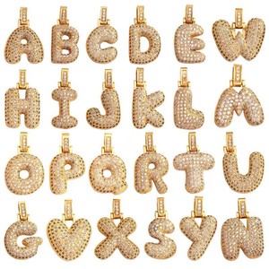 Hip Hop laiton Micro incrusté Zircon 26 lettre anglaise A à Z pendentif <span class=keywords><strong>Rap</strong></span> mode grosse lettre pendentif accessoires en gros personnalisé - Product Image 1
