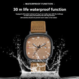 <span class=keywords><strong>Orologio</strong></span> da Uomo di Lusso MSTIANQ alla Moda, Impermeabile, Luminoso, Sportivo, con Data, Cassa in Lega, Quadrante in Vetro, Cinturino in Pelle, Movimento al Quarzo - Product Image 6