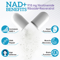 Complément alimentaire NAD Plus de marque privée Hatmanlabs, 910 mg de nicotinamide riboside, resvératrol, capsules anti-âge, booster de NAD
