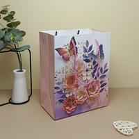 Sacs cadeaux créatifs en carton blanc à poignée, série fleurs et plantes, pour fêtes, festivals, anniversaires et souvenirs
