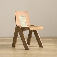 Chaise de salle à manger en bois de caoutchouc avec dossier, mousse haute résilience moderne, chaise de salle à manger en rotin en forme de C nordique, chaise décontractée pour la maison et le bureau