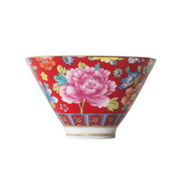 Tasse à thé en porcelaine émaillée rouge, tasse individuelle de dégustation, style impérial, vaisselle de thé Gongfu, polychrome Famille-rose, rétro vintage