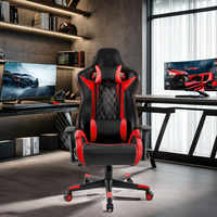 Chaise de jeu ergonomique convertible VANBOW en cuir PU, chaise de bureau pivotante avec repose-pieds massant, chaise de course haute performance