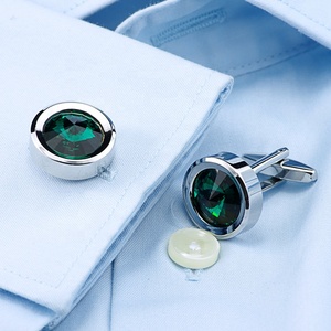 Onlyart cao cấp sang trọng của nam giới Khuy măng sét bạc mạ màu xanh lá cây pha lê với biểu tượng tùy chỉnh cho Nam Giới Quà Tặng tùy biến - Product Image 6