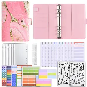 A6 Planejador Organizador PU Leather Notebook Horário Diário Semanal Mensal Escola Office Planner A6 Orçamento Binder Com Envelopes