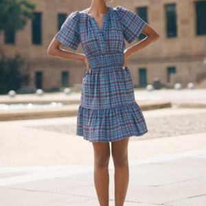 Robe d'été bohème Somerset, mini-robe décontractée à la taille des genoux, avec dentelle décorative, patchwork uni, écologique et lavable, idéale pour les sorties de jour - Product Image 3