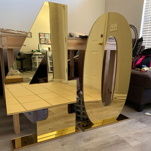 ป้ายกระจกตกแต่งงาน ตัวอักษรโลหะสีทองขนาดใหญ่ 3 ฟุต/4 ฟุต พร้อมขาตั้ง ตัวเลขขนาดใหญ่สำหรับงานปาร์ตี้<span class=keywords><strong>วัน</strong></span><span class=keywords><strong>เกิด</strong></span> - Product Image 3