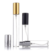 FRH 5ml-15ml Flacons de parfum cylindriques personnalisés en verre transparent de luxe, rechargeables, avec pulvérisateur à pompe et diffuseur à bâtonnets estampé or
