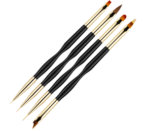 Lot de 4 pinceaux double tête pour nail art, en nylon, à double extrémité, pour la peinture fine, idéal pour la décoration des ongles en salon - Product Image 3