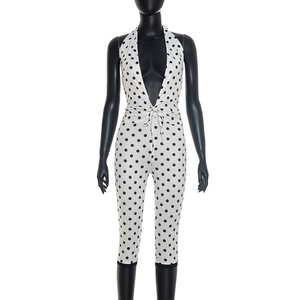 Viviblook Q26JP118 Combinaison sexy sans manches à pois, dos nu, à lacets, décontractée, une pièce pour femme - Product Image 2