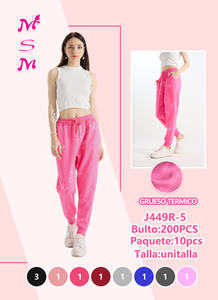 Pantalones Harem para Mujer, Cintura Alta, Largos, de Felpa, Algodón y Elastano, Corte Holgado, Color Sólido, con Cordón, Casuales, para Primavera - Product Image 3