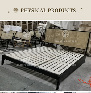 <span class=keywords><strong>Letto</strong></span> <span class=keywords><strong>Matrimoniale</strong></span> Retrò in <span class=keywords><strong>Legno</strong></span> Massello e Rattan, con Struttura in Frassino Nero e <span class=keywords><strong>Testiera</strong></span> in Canna Naturale, per Arredamento Camera da <span class=keywords><strong>Letto</strong></span> Principale - Product Image 5