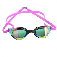 Lunettes de natation unisexes professionnelles anti-buée, protection UV, étanches, PC+silicone, ajustement par pression, logo personnalisé coloré