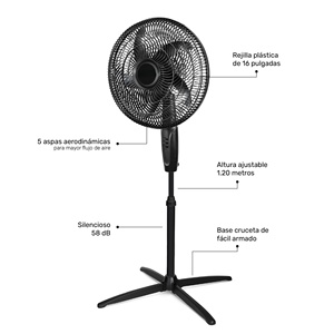 Ventilateur sur pied oscillant de 16 pouces, 40 watts, avec télécommande, pour appareils électroménagers, chambre à coucher - Product Image 1