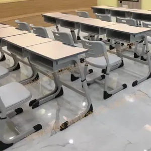 Comne nir verstellbare Klassen zimmer möbel Schul schreibtisch und Stuhl 2 Student University Double School Schreibtisch Stahl Holz Schul schreibtisch