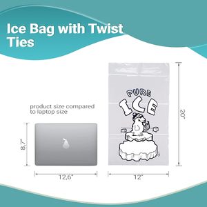 Bolsas de Plástico Desechables Impresas para Enfriamiento Wicket Ice Bags 12x20 1.5 Mil Pure Ice - Product Image 3