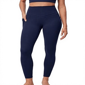 HAWK SPORTS INDUSTRIES Leggings sans couture taille haute pour femme, couleur unie, longueur intégrale, avec poches, respirants, extensibles, sportifs - Product Image 1