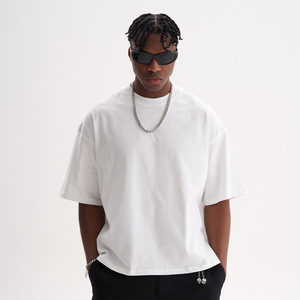 Oversized Men's <b>White</b> Cotton T-Shirt Short Sleeve O-Neck Casual Blank Streetwear <b>Tee</b> Jersey Knitted Fit - Product Image 1