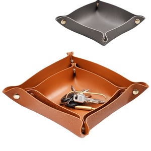 Coin Key Foldable Pu Leather Tray Jewelry Accessories Storage Tray Home Deco Creative Organizer