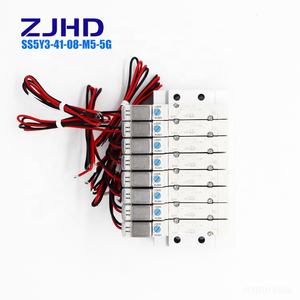 ZJHD Hochwertiges SY3140-5G DC24V Magnetventil mit Kabel, Länge 300 mm, 5-Wege-Magnetventil-Verteiler mit 8 Positionen - Product Image 1