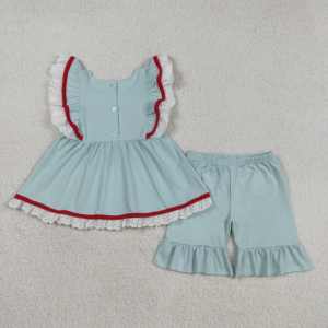 Conjuntos de 2 Piezas RTS Boutique con Lazos de Bandera Americana para Niñas, Camiseta Túnica y Pantalones Cortos, Conjuntos de Ropa Infantil con Volantes para el 4 de Julio - Product Image 4