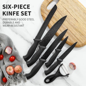 6 Pieces Kitchen <b>Knife</b> <b>Set</b> Black Non-stick Coating Stainless Steel Chef <b>Knife</b> <b>Set</b> <b>Sharp</b> Kitchen <b>Knives</b> With Peeler - Product Image 6