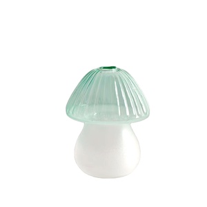 <span class=keywords><strong>Vase</strong></span> en verre en forme de champignon Art Déco soufflé à la main - <span class=keywords><strong>Turquoise</strong></span> côtelé et blanc givré, <span class=keywords><strong>vase</strong></span> moderne pour fleurs hydroponiques de bureau - Product Image 1