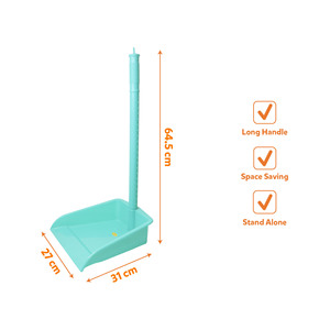 Ensemble balayette et pelle à poussière en plastique avec long manche en plastique, étanche, léger, portable, poils en nylon pour le nettoyage des sols de salle de bain - Product Image 3