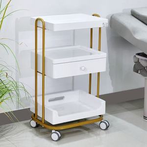Chariot de Luxe Original Haut de Gamme pour Salon de Beauté, Chariot de Gestion des Soins Cutanés avec Étagère de Rangement en Bois, Chariot à Outils en Métal et Plastique - Product Image 6