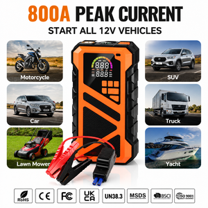 Portable Jump Starter Tire Inflator 150PSI 12V <b>Car</b> Battery Booster with LCD Display LED Light Power Bank Air Compressor OEM ODM - Product Image 2
