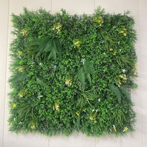 Panneau de gazon artificiel <span class=keywords><strong>3D</strong></span> en plastique protégé contre les UV LUYI S-031 1x1m, type fleur, mur végétal - Product Image 1