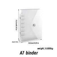 Porte-cartes photo transparent givré en PP, style classeur à 6 anneaux, avec fermeture à pression argentée, rechargeable, surface mate
