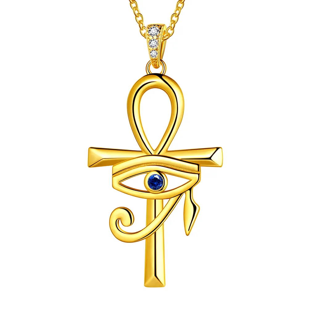 Egyptian Ankh Cross Pendant Necklace For Women/Men Gold Color Eye of Horus Ankh Necklaces Religious Chain Egypt Jewelry Gifts