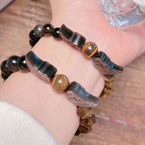 Natural Obsidian Bracelet Gold and Silver Obsidian Cat PiXiu Beads Strings Hand-carved Luxury Jewelry Lucky Amulet <b>Men</b> and Women - Product Image 6