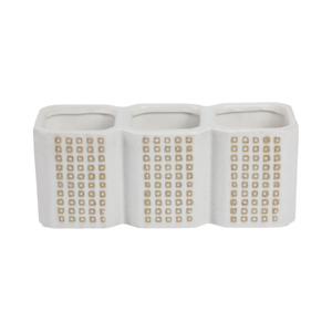 Organizer da Scrivania in Ceramica con Tre Scomparti per Archiviazione e Decorazione del Desktop - Product Image 4