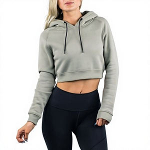Sudadera Corta Informal para Mujer Stitch Lab, Color Sólido, Manga Larga, Tejida, Transpirable, para Invierno, 100% Algodón Felpa - Product Image 5