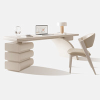 Bureau d'étude de style crémeux pour petites maisons, moderne, luxueux, minimaliste, en bois massif, bureau ou table d'écriture