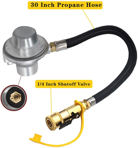 Manguera de propano con regulador de <span class=keywords><strong>gas</strong></span> de baja presión de 30 pulgadas con válvula de cierre de conexión rápida 1/4, calentador de parrilla exterior, piezas de horno RV - Product Image 2